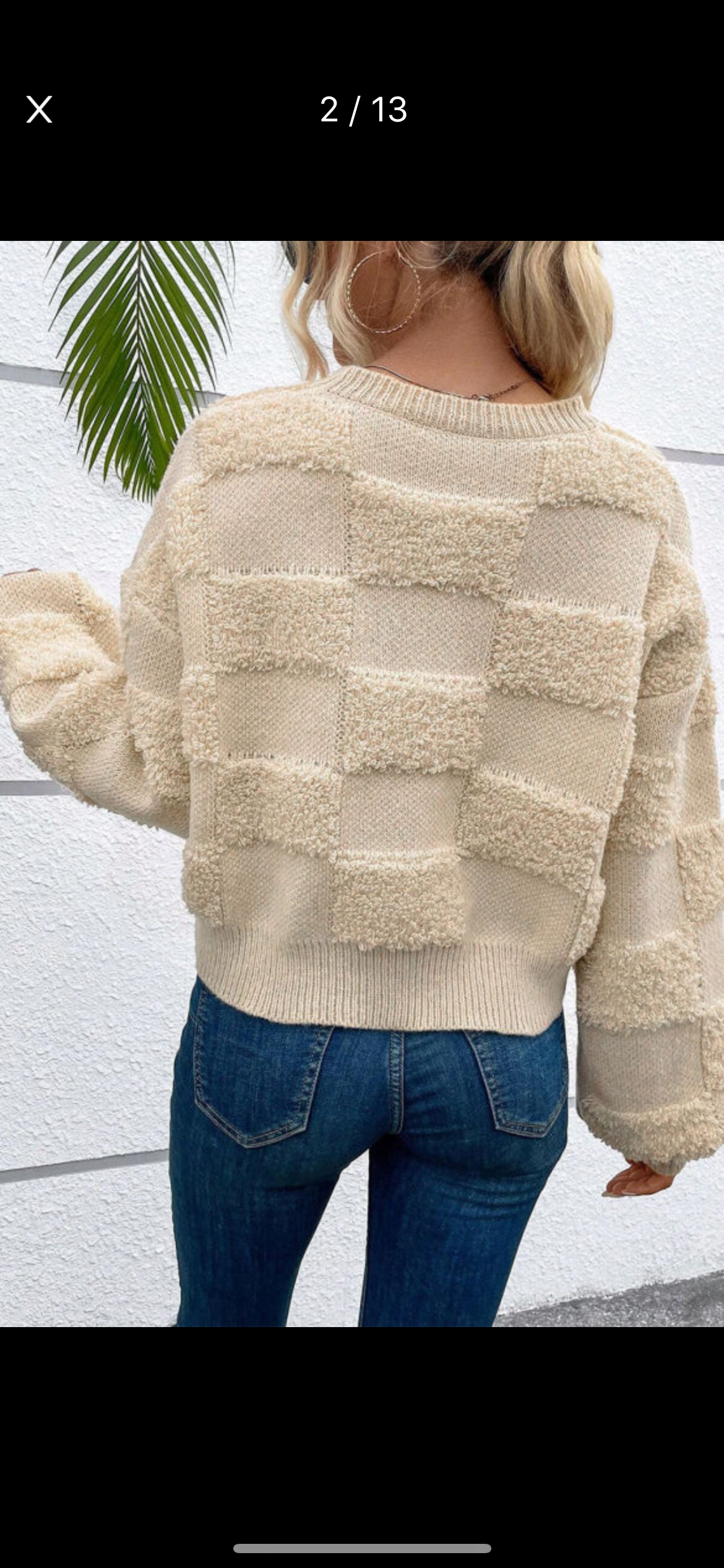 Parchment Checkered Sherpa Sweater