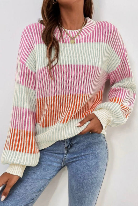 Pink & Orange Knit Sweater